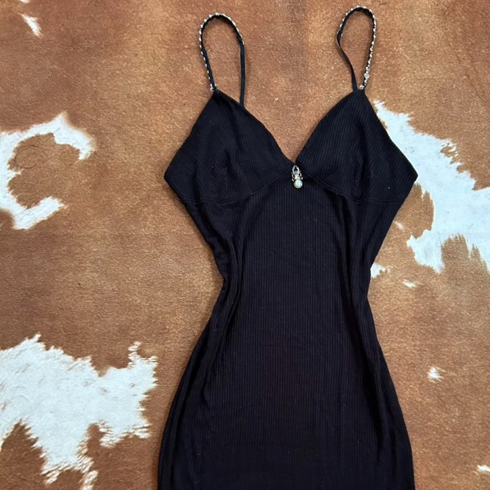 Vintage black bodycon slim dress